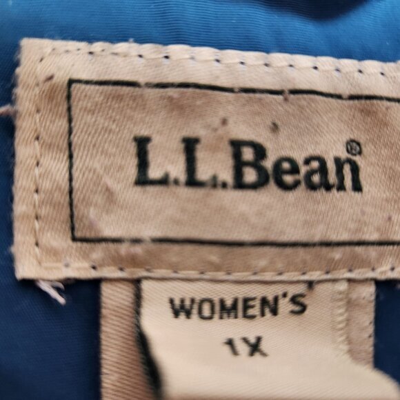 LL Bean Women 1X Blue Nylon Shell‎ Polyester Line Full Zip Snap Coat Plus Size - Picture 3 of 7